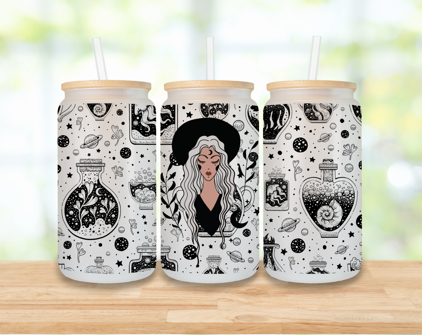 Witchy vibin 16oz frosted glass tumbler